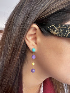 Turquoise, Amber & Purple Tourmaline Earrings